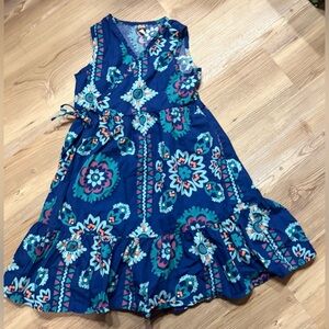 Tea Collection Sleeveless Wrap Dress in the "Limpopo Bandana" print.